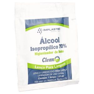 Lenço de Alcool Isopropilico 70% Hig Bolso Implast